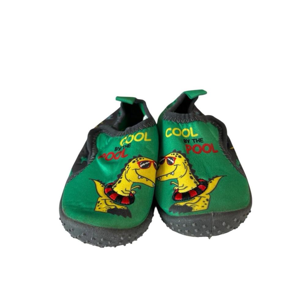 Lily & Dan Cool by the Pool‎ Dino Water Shoes Green Black Boys Size 7/8